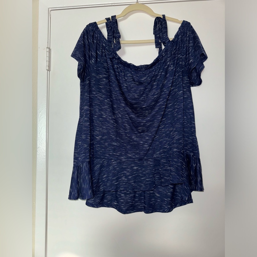 JCPenney: a.n.a navy blue off the shoulder tie knot short sleeve blouse